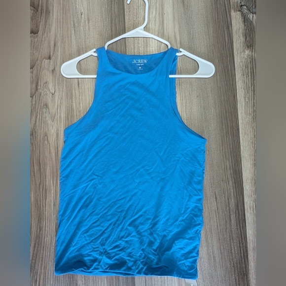 NWT, J. Crew Size Medium, Form Knit High Neck‎ Cutaway Tank Top, Sail Blue - Picture 2 of 6
